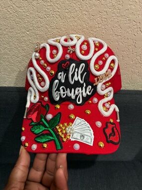 Customize Junk Trucker Hat Red Embellished